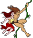 Tarzan, Jane swinging from vine