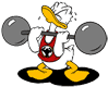 Donald Duck lifting weights