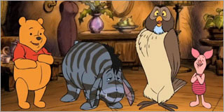 Winnie the Pooh, Eeyore, Piglet, Owl
