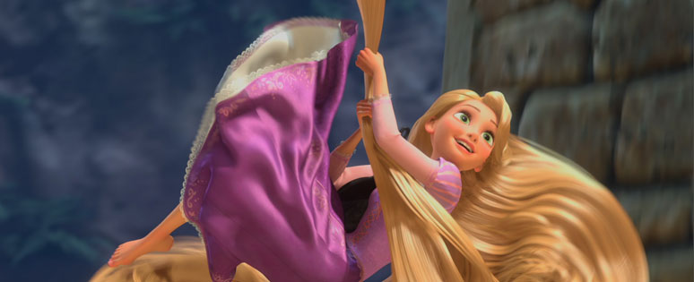 Rapunzel descending her tower