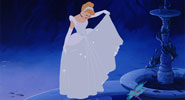Cinderella admiring new dress