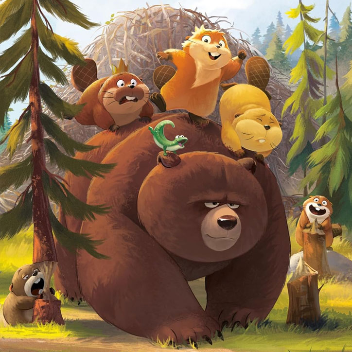 Mabel, King George, Loaf and Tom on Ellen's back