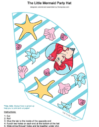 Ariel, seashells, starfish, flowers party hat