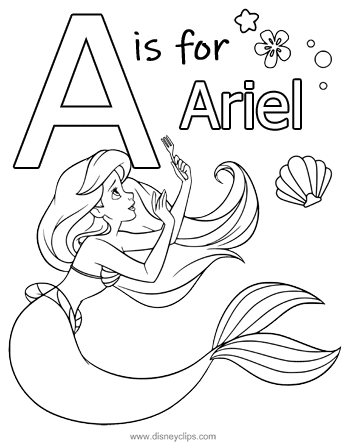 The letter A: printable Disney alphabet coloring page