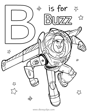 The letter B: printable Disney alphabet coloring page