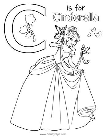 The letter C: printable Disney alphabet coloring page