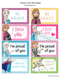 Printable Frozen lunchbox notes