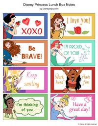 Disney Princess lunch box notes