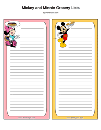 Mickey, Minnie Mouse grocery list