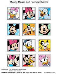 Donald, Daisy, Mickey, Minnie, Goofy, Pluto stickers