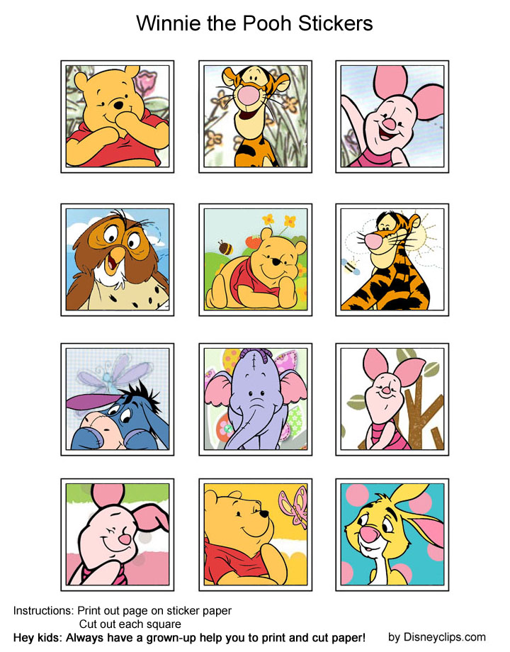 Free Winnie the Pooh Printable Crafts Invitations, Notes, Stickers...