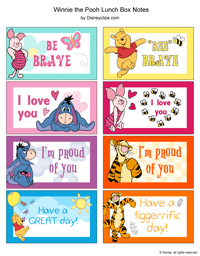 Winnie the Pooh lunchbox notes