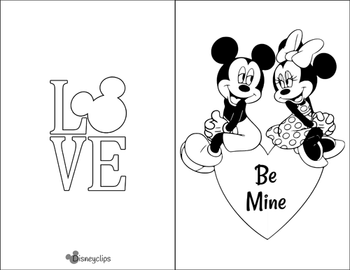 Printable Be Mine Valentine's Day color-in card