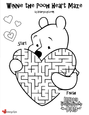 Winnie the Pooh Valentine's Day heart maze